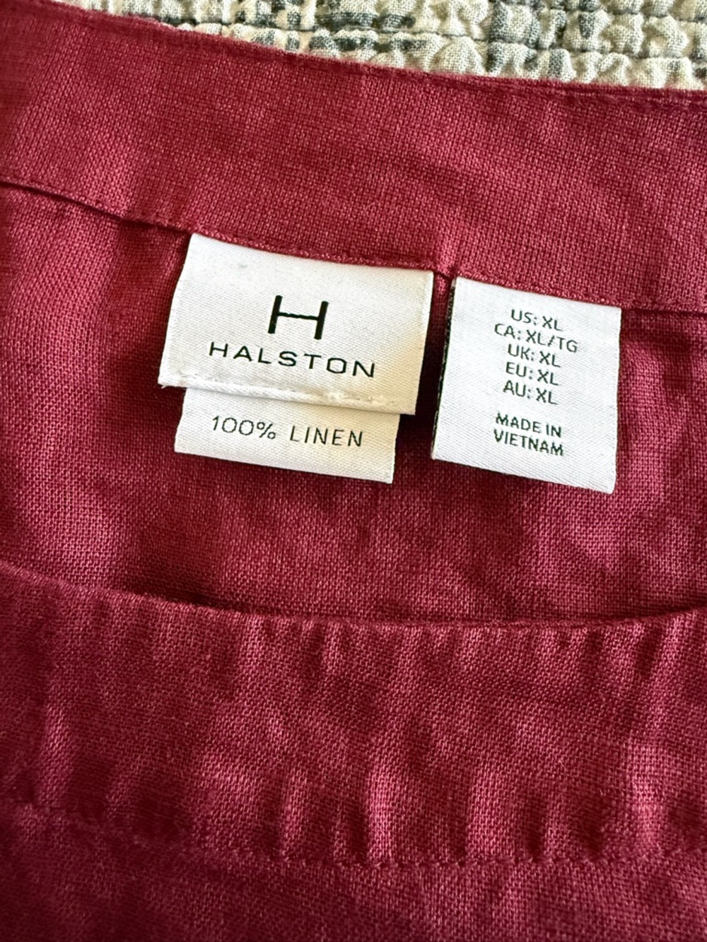 H by Halston 100% Linen Burgundy Boatneck Cropped Shirt Top Size XL Extra Large - Picture 3 of 10